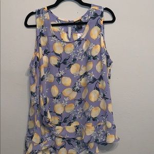 Tank top, light blue with lemon pattern